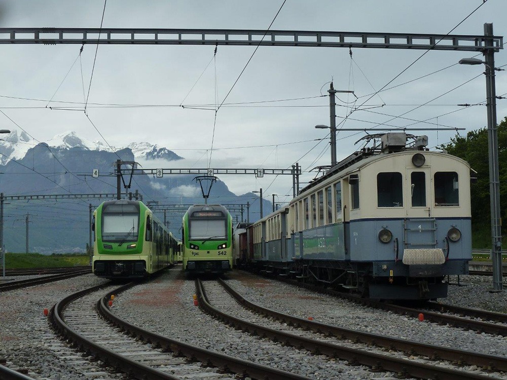 Aigle Dépôt TPC Matériels moderne Stadler & historique ASD